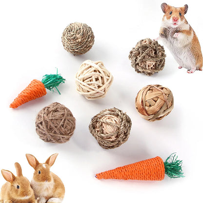 3Pack Guinea Pig Bunny Toys - Treats, Play Balls Rolling Chew Toys, Carrot Toys, for Rabbits, Chinchillas, Guinea Pigs, Hamsters