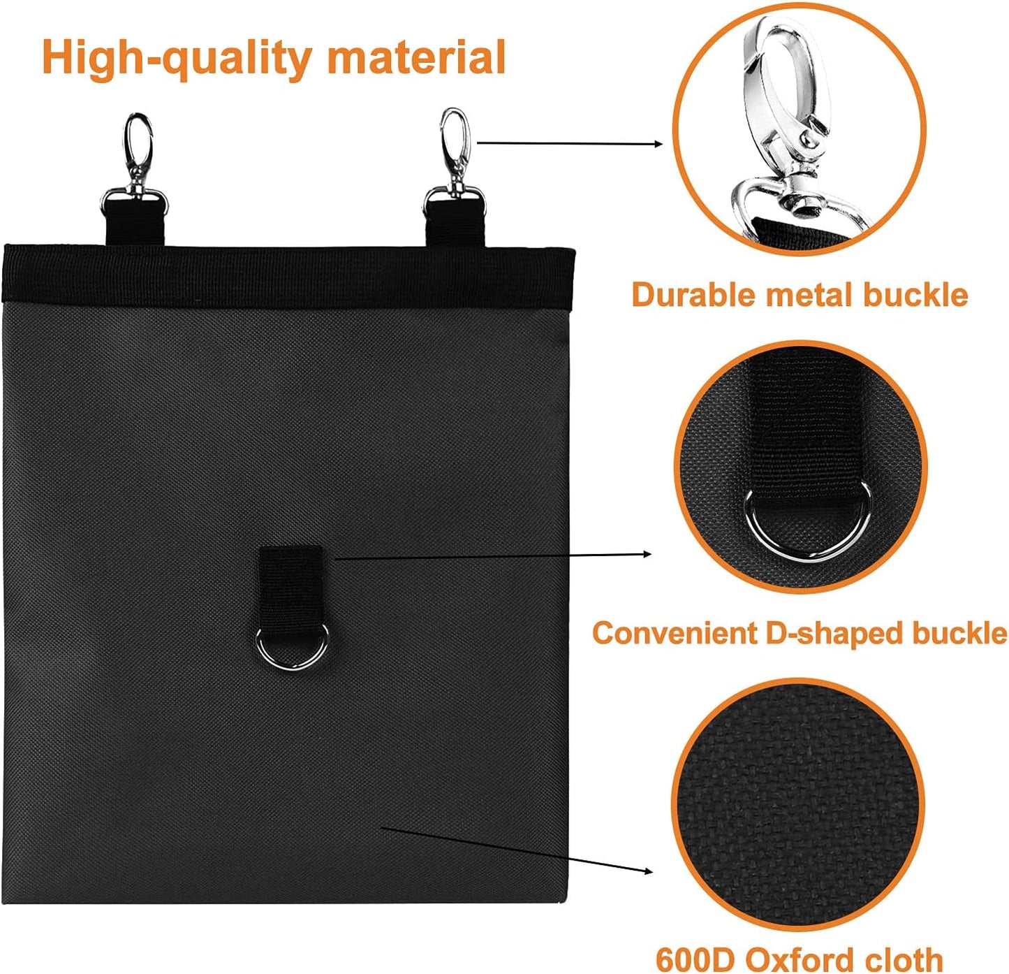 Rabbit Hay Feeder Bag, Guinea Pig Hay Feeder Storage with 2 Holes, Large Capacity Hay Bag Hanging Feeder ,600D Oxford Cloth Fabric(Black)