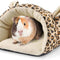 Guinea Pig Bed - Warm Cave Beds for Small Animals, Super Soft Fleece Cage Accessories, Guinea Pig Cuddle Sack with Leopard Pattern, Ideal for Guinea Pigs, Ferrets, Chinchillas, Hedgehog House