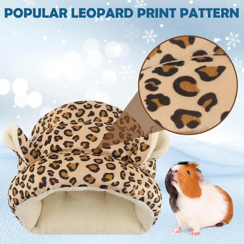 Guinea Pig Bed - Warm Cave Beds for Small Animals, Super Soft Fleece Cage Accessories, Guinea Pig Cuddle Sack with Leopard Pattern, Ideal for Guinea Pigs, Ferrets, Chinchillas, Hedgehog House