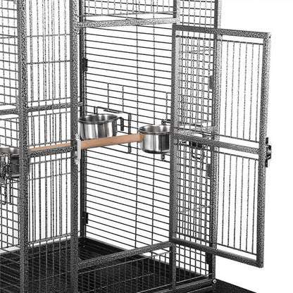 68.5'' H Metal Rolling Bird Cage Parrot Cage,Black